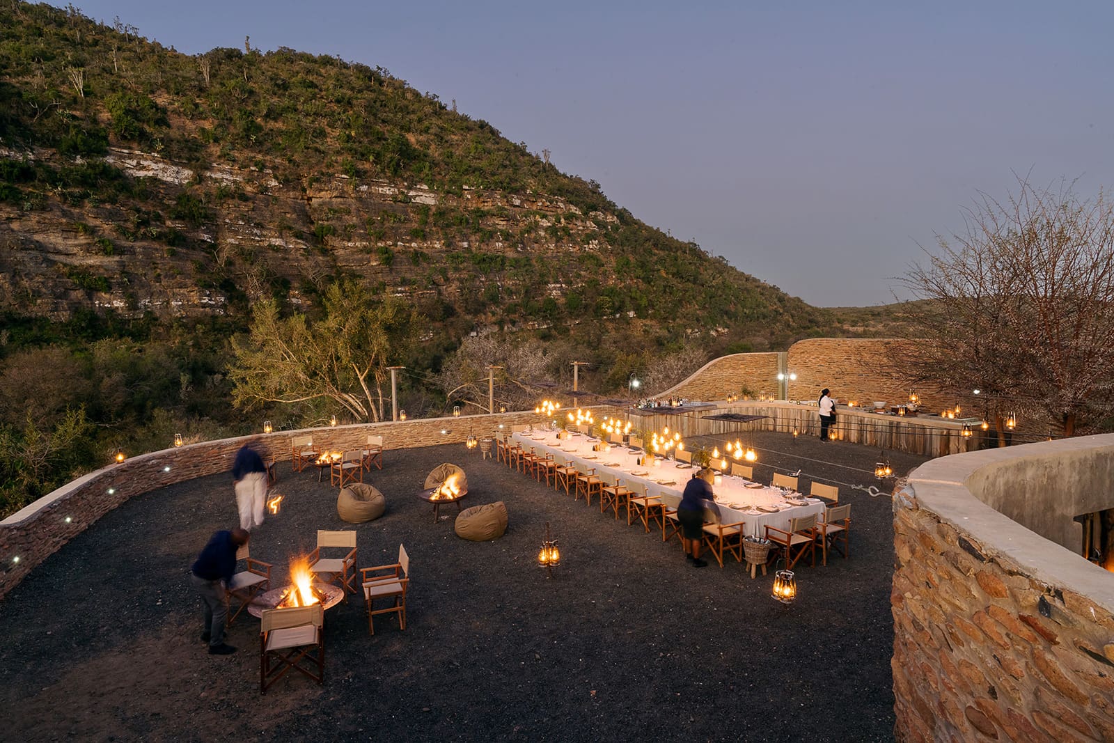 KWANDWE PRIVATE GAME RESERVE – Great Fish River Lodge – Outdoor-Boma-at-night