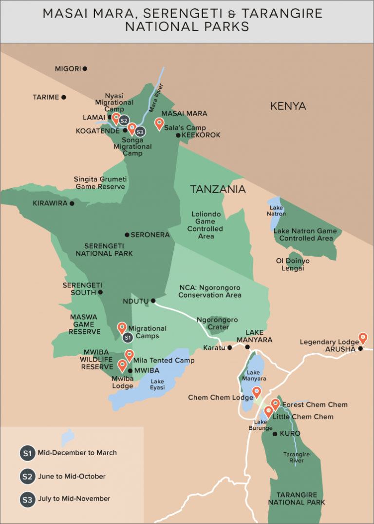 Masai Mara, Serengeti, and Tarangire National Parks